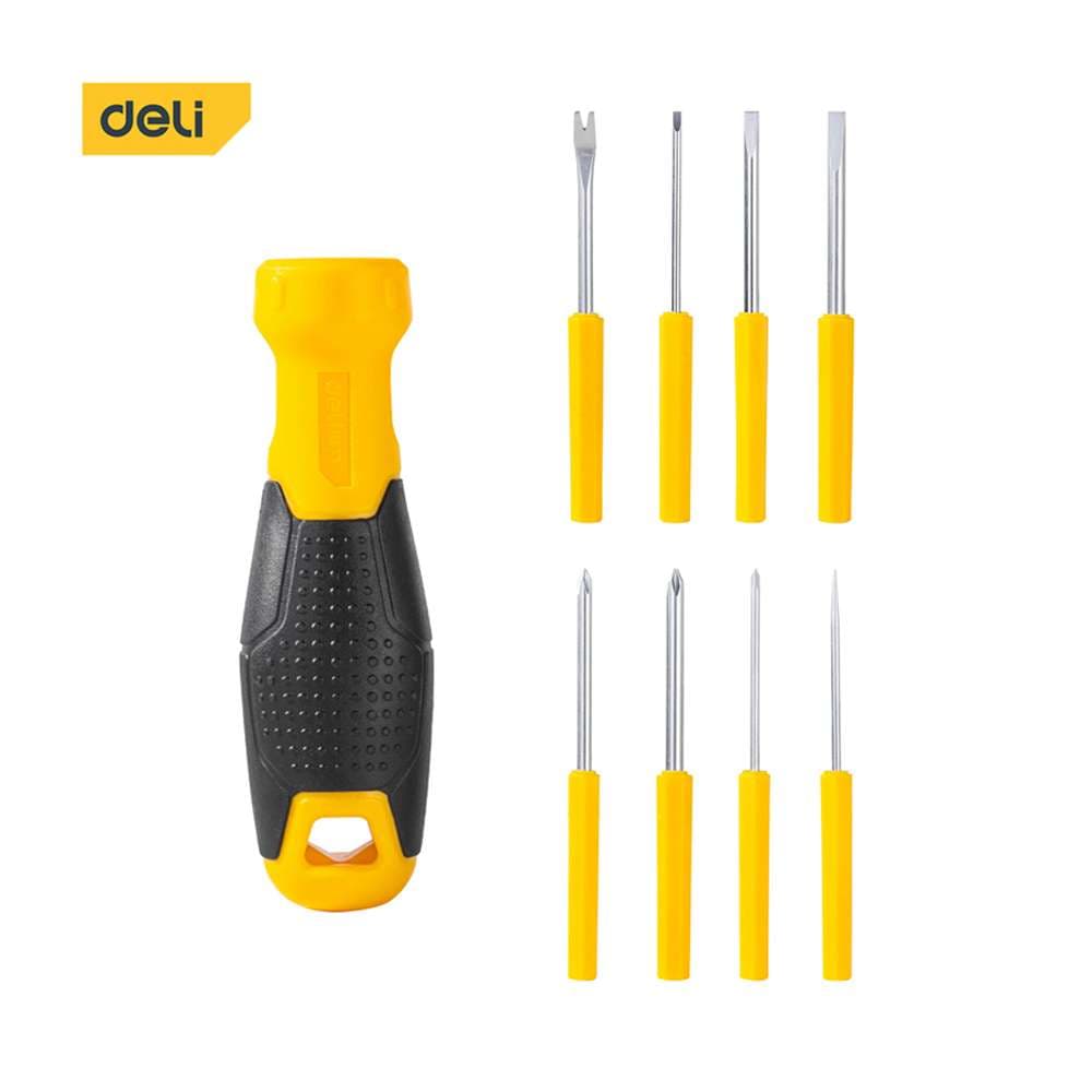 مجموعة مفك البراغي و الرؤوس القابلة للتبديل من ديلي (Deli) مكون من (9Pcs) قطع موديل (DE-EDL636009)