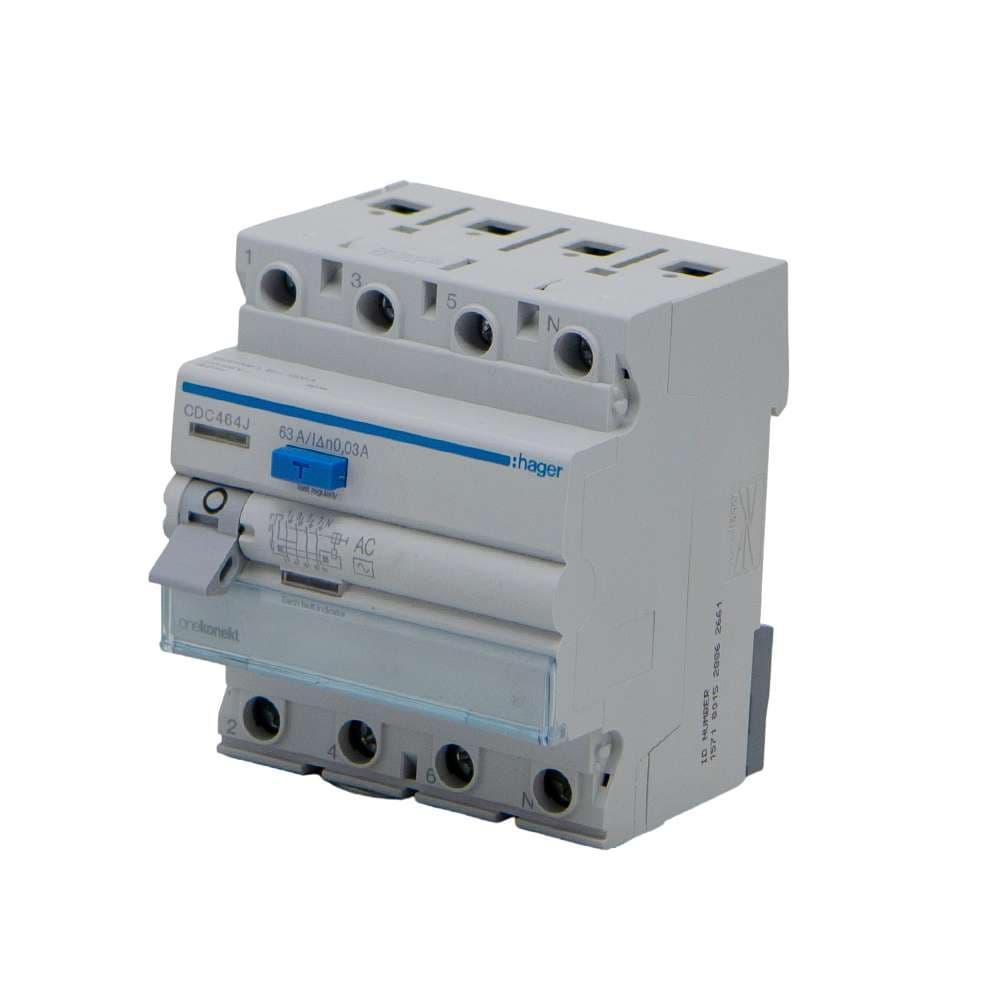 Hager 63A 4Pole 30Ma Earth Leakage Circuit Breaker (ELCB)