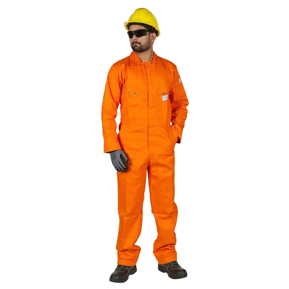 Vaultex LBFRO 320GSM Fire Retardant Cotton Coverall, Heavy Duty Fabric, Durable Stitching, Orange, Small