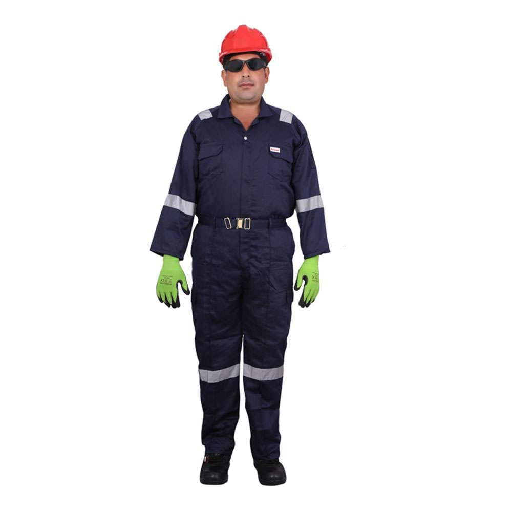 Vaultex PIA Twill Coverall, 190 GSM, Reflective Strip Safety, Navy Blue, 2XL