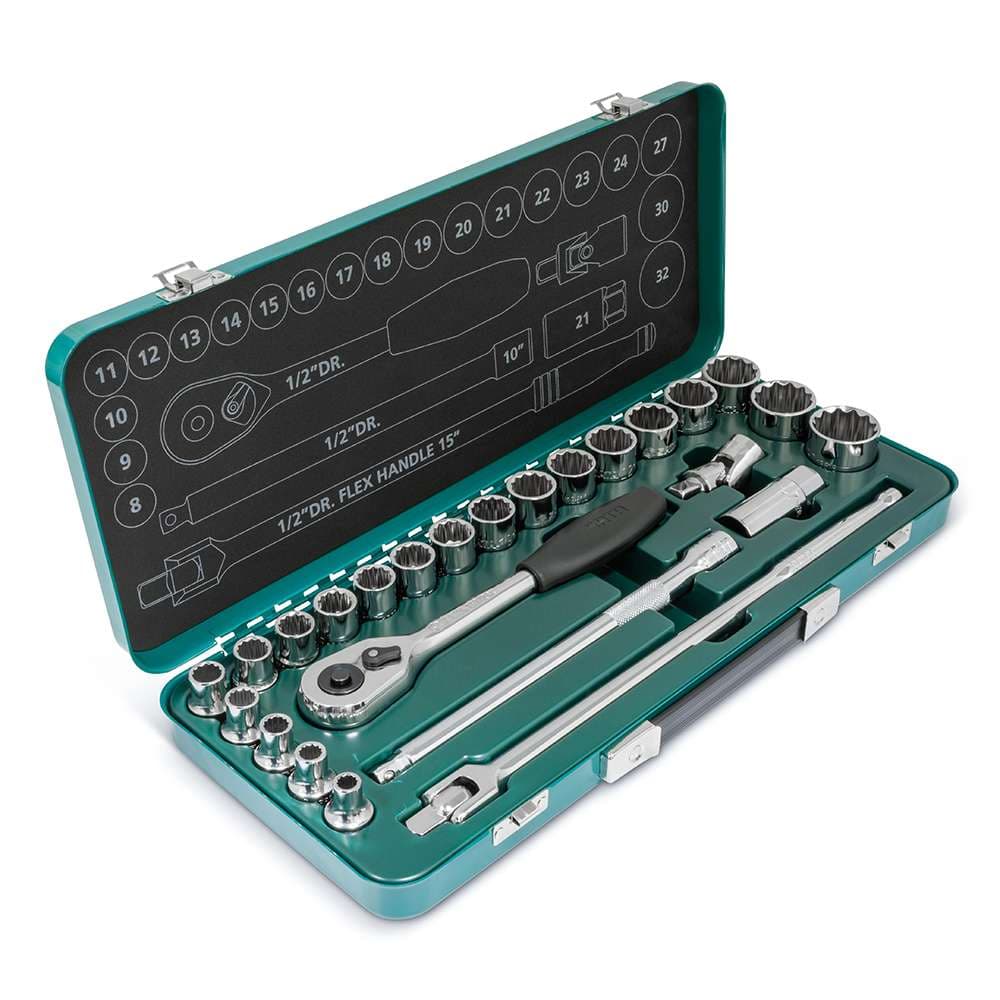 SATA ST09092ME-12 25-Piece 1/2" Drive 12 Point Metric Socket Set