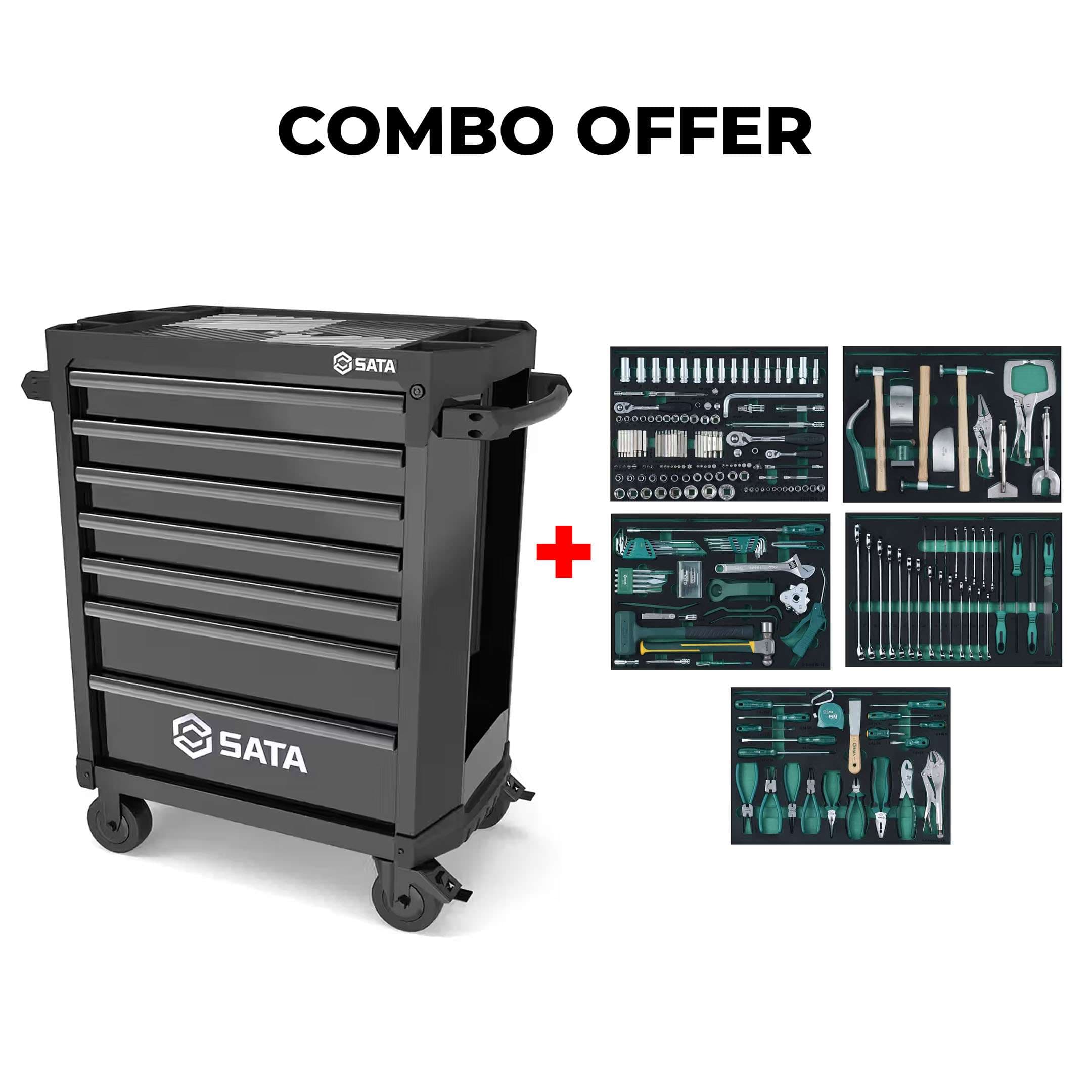 SATA Bundle 249 Master Bodyshop Tool Set With 7 Drawer Dark Grey Roller Cabinet