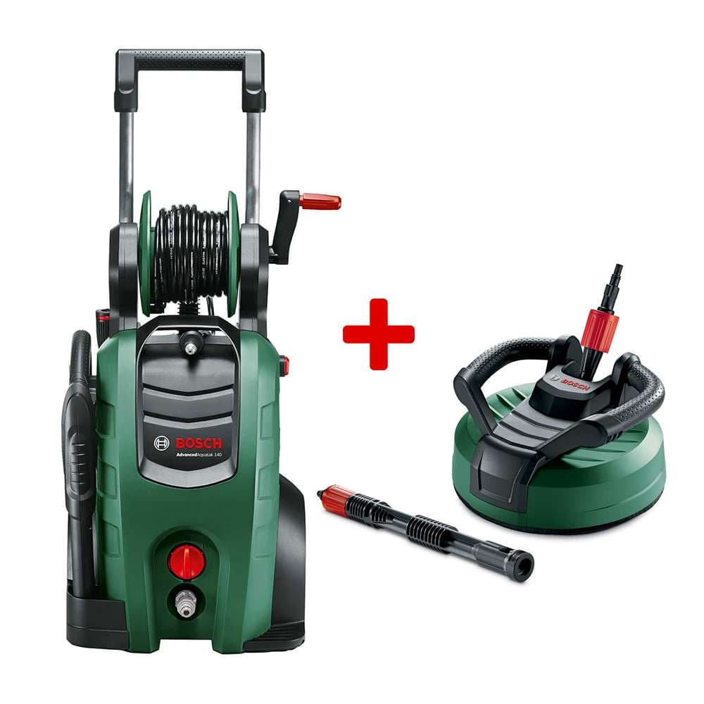 Bosch AdvancedAquatak 140 Heavy-Duty Pressure Washer with AquaSurf 280 Multi Surface Cleaner – Professional Outdoor Cleaning Kit for Driveways, Tiles & Decks