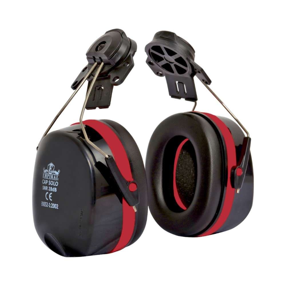 Empiral Cap Solo HD Universal Headband Ear Muffs, Used for Hearing Protection on Site - Black/Red